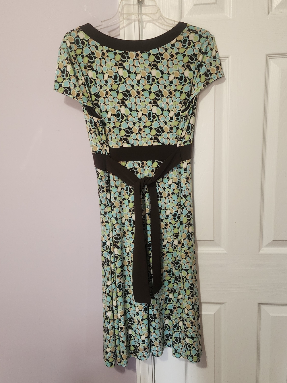 karin stevens Mint, Black & Cream Printed Wrap-Style Dress - Picture 2 of 5